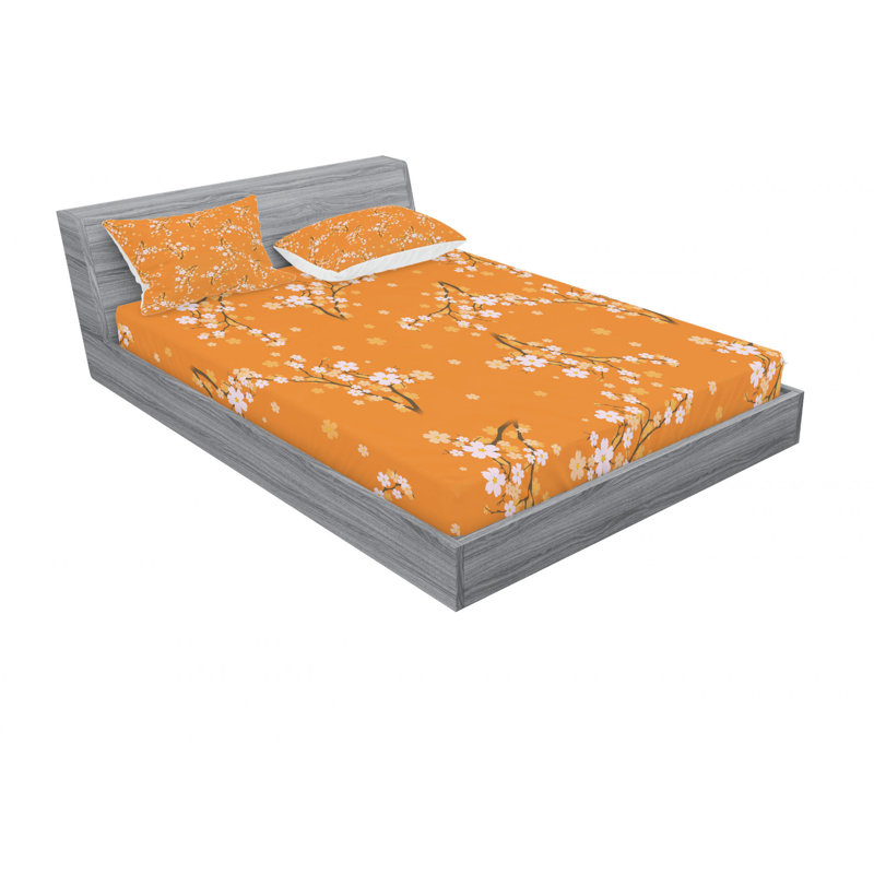 Microfiber Floral Sheet Set, Queen Sheet Set with Fitted Sheet