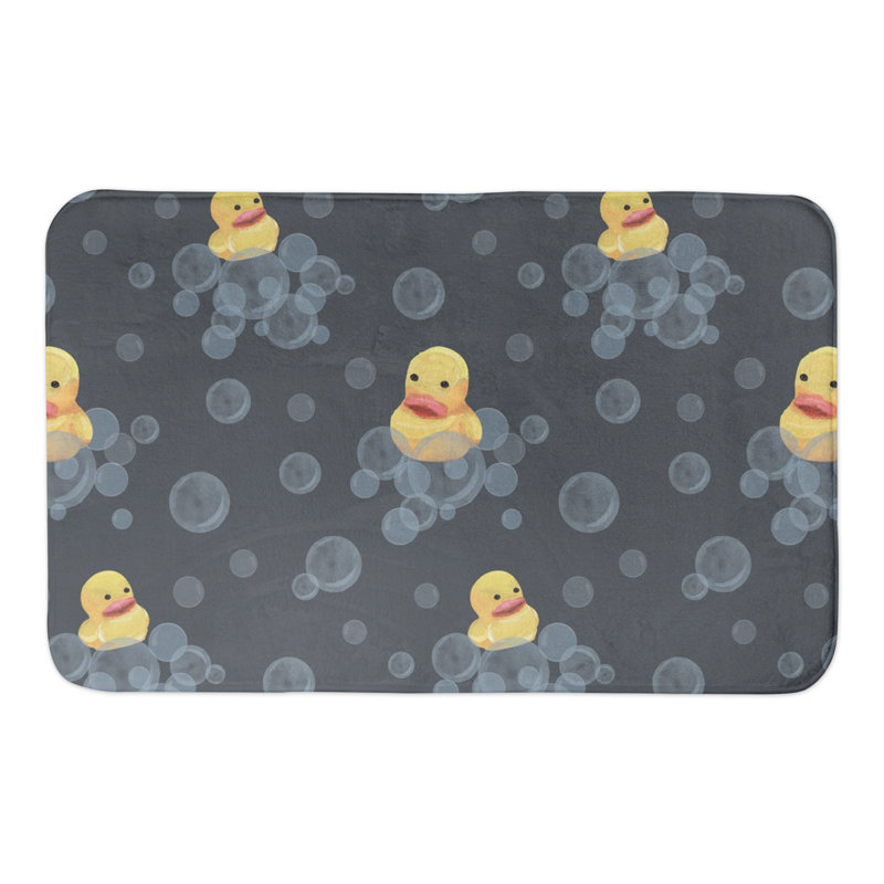 Tapis de bain en caoutchouc Duckies, Bleu marine