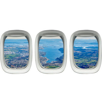 Ensemble de 3 décalcomanies murales aéronautiques pour fenêtre avion