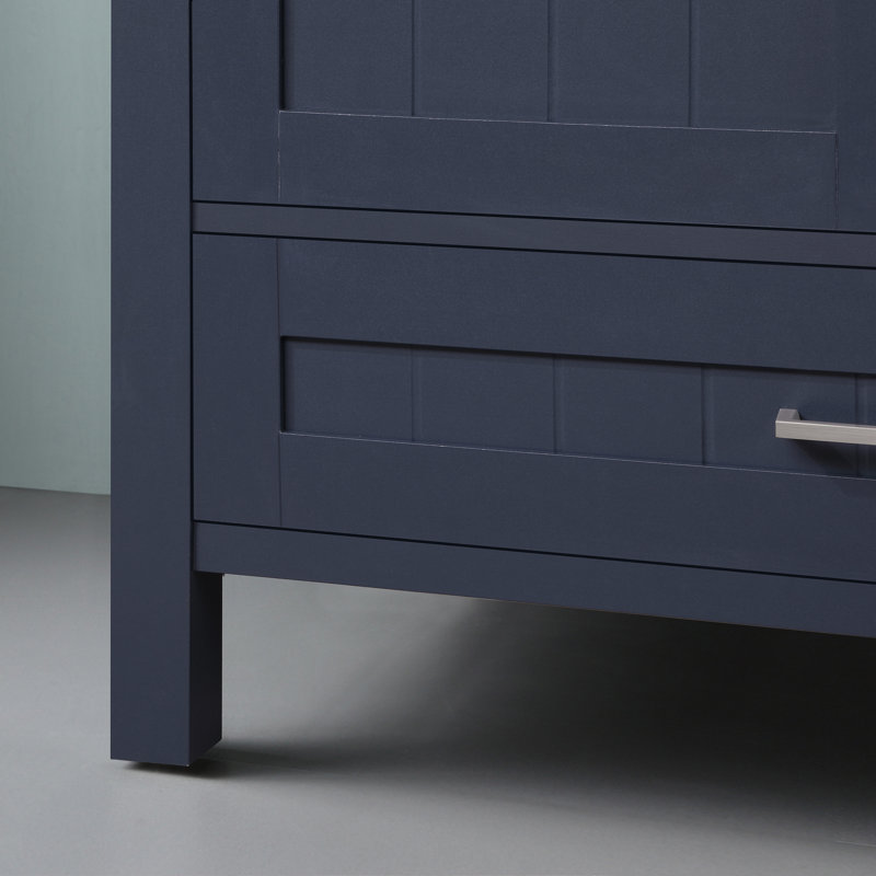 Midnight Blue 36" Freestanding Bathroom Vanity with Marble Top