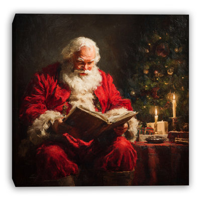 "Santa lecture" par Candlelight, art mural sur toile tendue