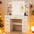 Adriel 55.1"h Makeup Vanity Desk With 9 Drawers, Glass Top & Power Outlet