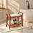26" W Teak Shower Bench with Built-In Towel Bar, Teak Shower Stool & Shower Chair with Storage Shelf and Adjustable Non-Slip Feet