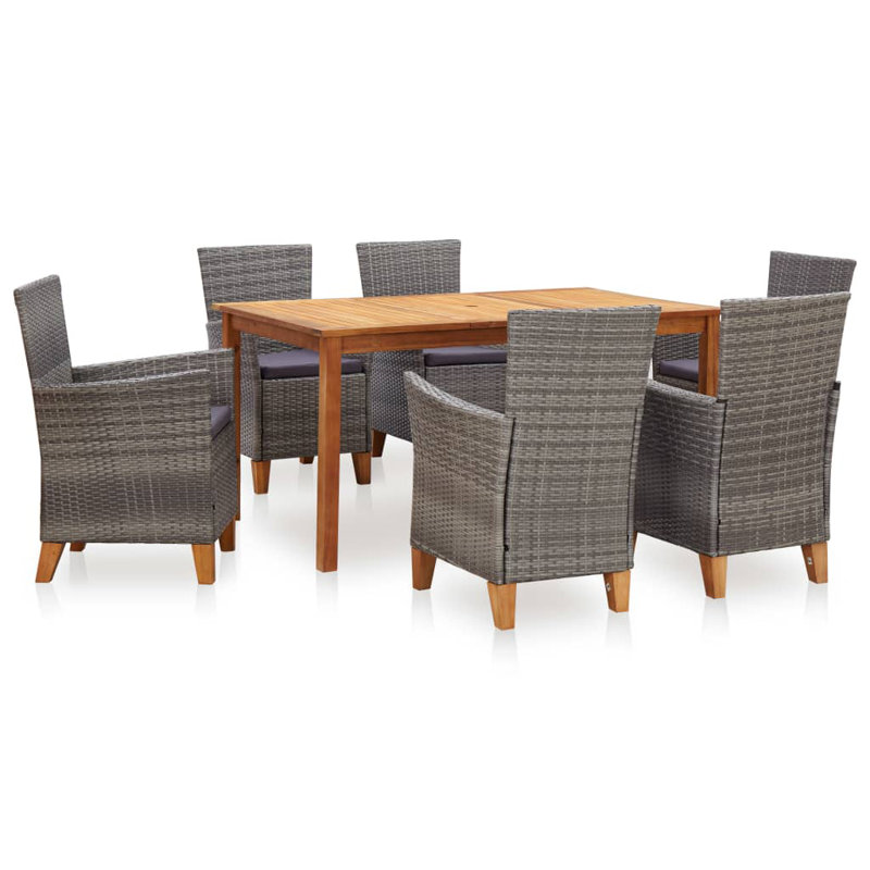 Yonce Rectangular Dining Set with Cushions, 6