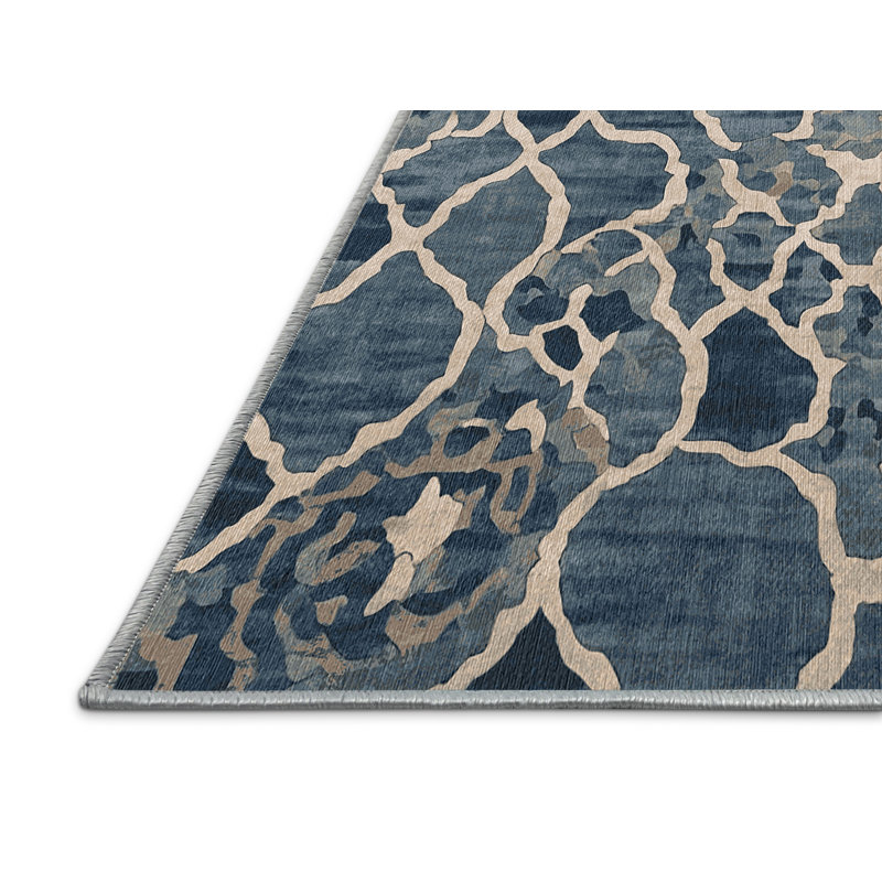 Tapis bleu lavable à la machine, Carré 3 pi
