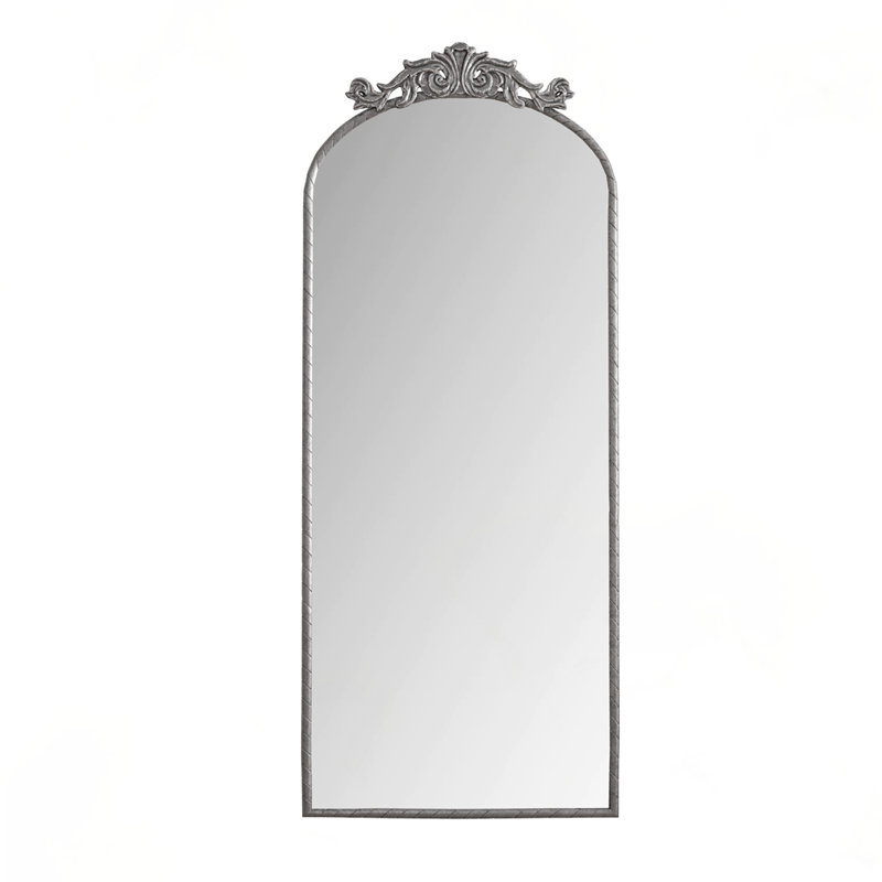 Arched Full Length Mirror, Vintage Carved Decor Metal Frame Wall Mounted Full Body Mirror, HD Explosion-Proof Tempered Glass Dressing Mirror for Bedroom Entryway Living Room