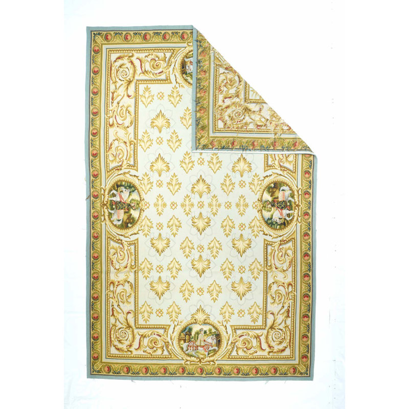 Wool Floral Area Rug in Multi Color