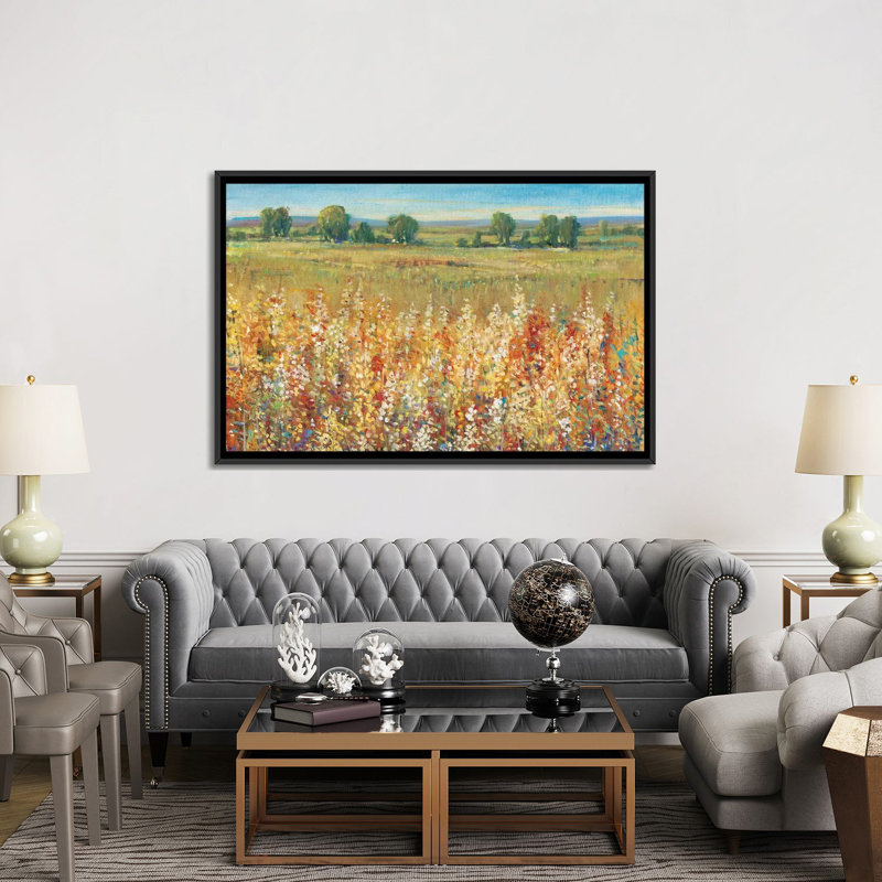 «Field I», reproduction sur toile, H 18 po x l 26 po x P 1,5 po, Toile avec cadre noir, Pas de tapis