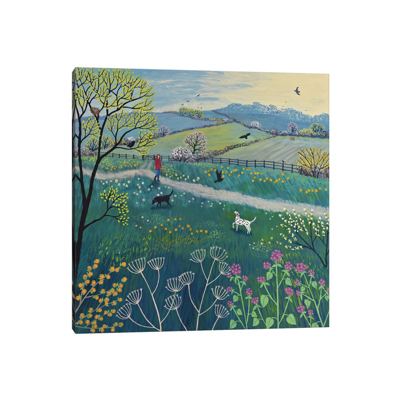 «Spring Walk» par Jo Grundy - impression d'art graphique, Toile tendue, H 37 po x l 37 po x P 1,5 po