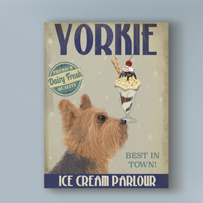 « yorkshire terrier ice crème », affiche rétro sur toile tendue