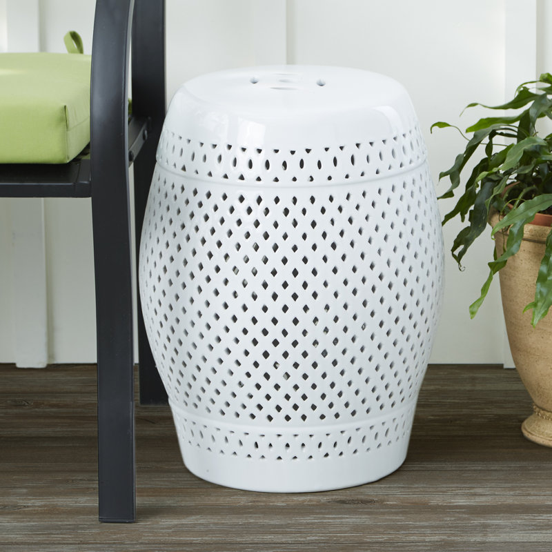 Duro Ceramic Accent Stool, White