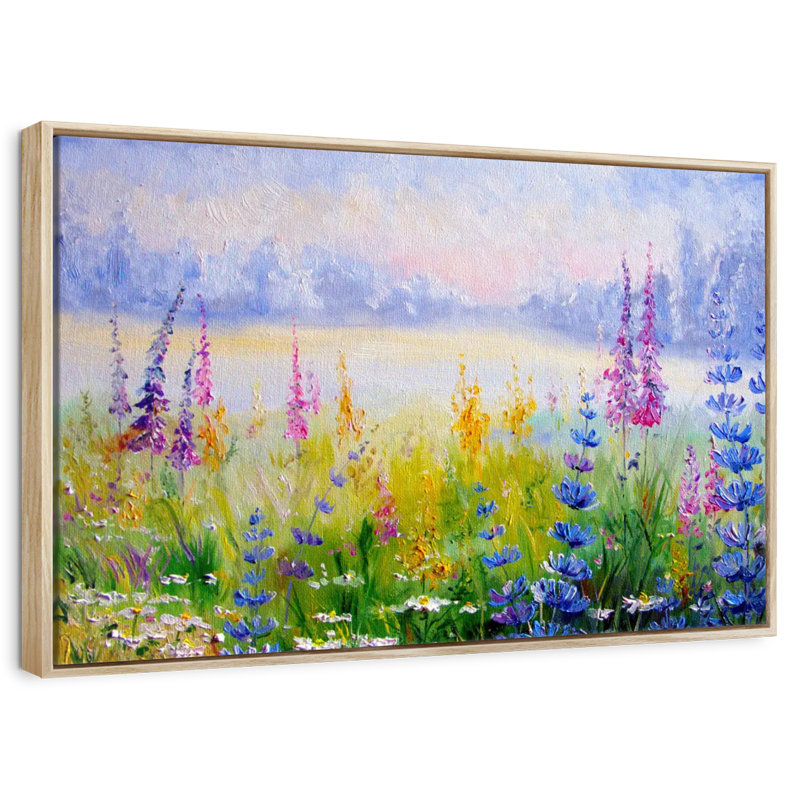Floral, Cadre flottant en bois naturel, 46 po x 31 po