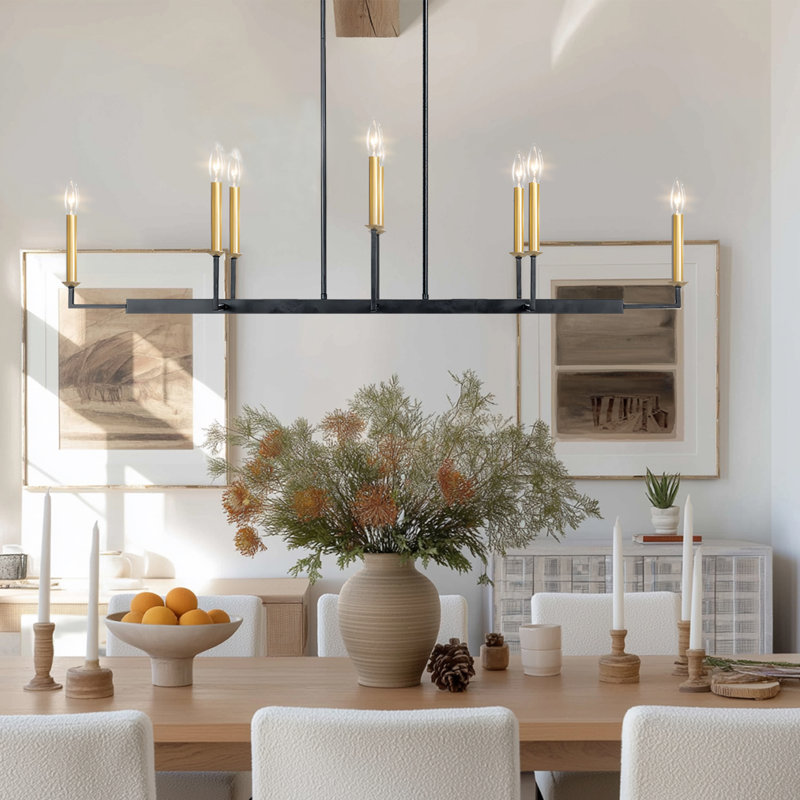 Modern 48" 8-Light Linear Chandelier Pendant for Dining Kitchen