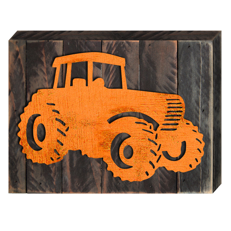 Décoration murale tracteur rétro, H 12 po x l 18 po x P 1,5 po