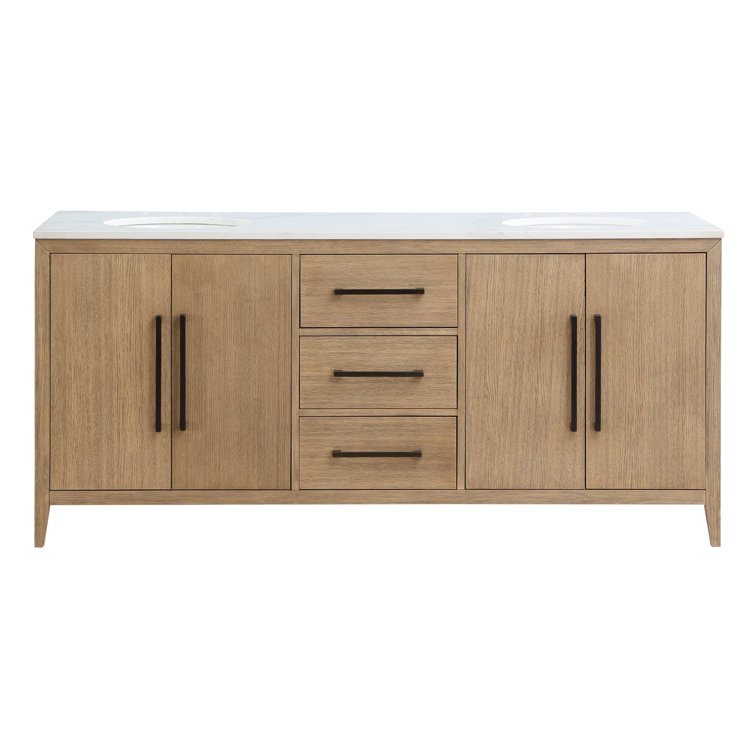Alsup 72'' Double Bathroom Vanity with Quartz Top