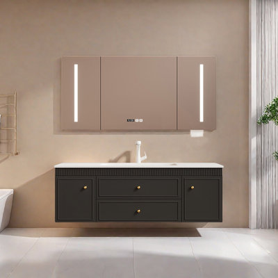 Armoire de salle de bain française de style crème minimaliste