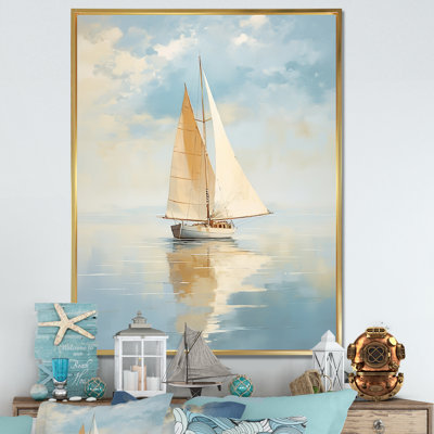 Sailboat Whispering Breezes I - Boat Sailing Framed Art