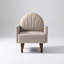 Fauteuil contemporain en forme de coquillage avec revêtement en similicuir et pieds en bois