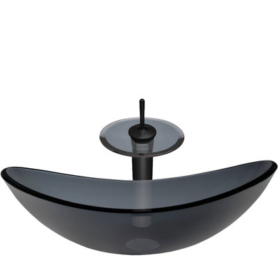Lavabo de salle de bain vasque ovale en verre avec robinet