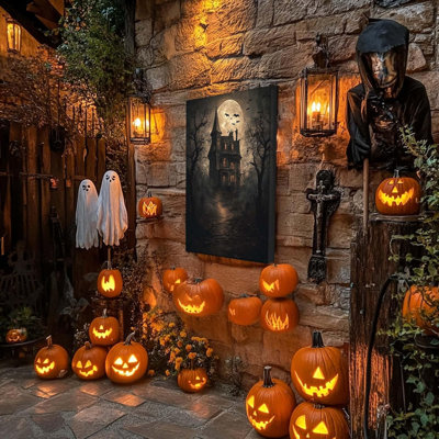 P&L Art Halloween Canvas Wall Decor, Horror Castle Bat Wall Dark Academia Dark Moody Prints Aesthetic Vintage Poster Print Photo Wall Decor for Family Bedroom Decor 11x14inch