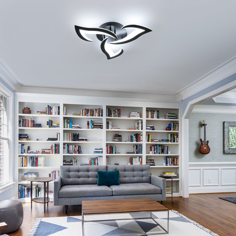 Brianie 33W 3-Head Led Flush Mount Ceiling Light, Black, White Light 6000K