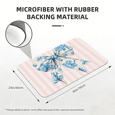 Tapis de sol à motif floral bleu 24 "x 36" pour porte d'entrée