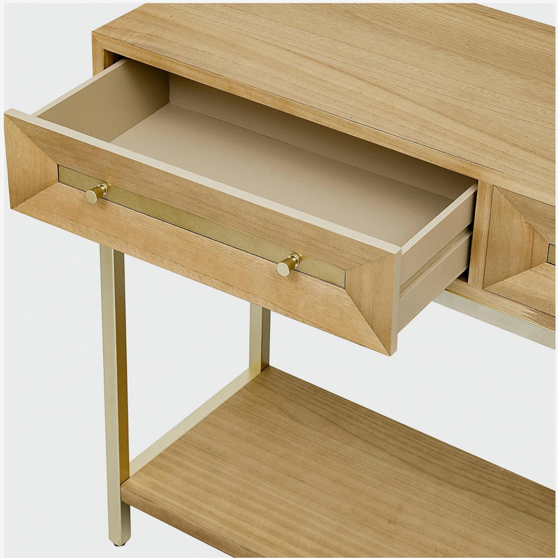 Table d'entrée, console avec deux tiroirs, table de couloir rétro avec un design géométrique saisissant pour l'entrée et le salon
