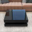 Table basse moderne avec finition ultrabrillante, lumière DEL, rangement et design géométrique-1084280304