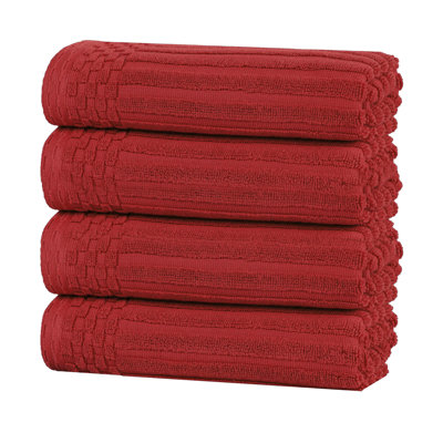 Checkered Border Cotton Hand Towel Set