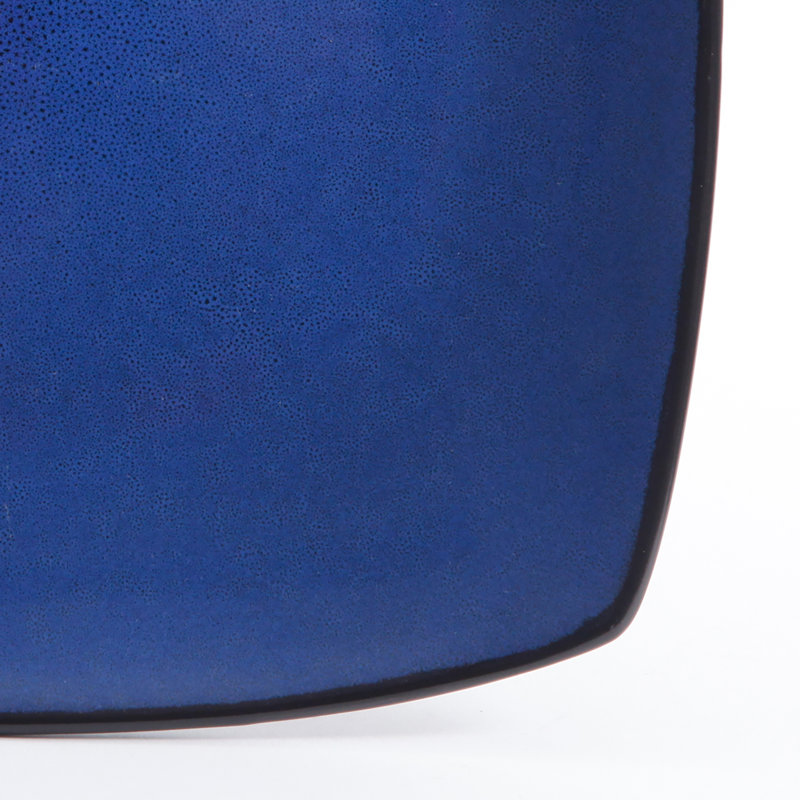 Blue and Black Square Porcelain Dinnerware Set, Service for 4