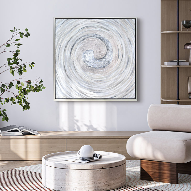 «Silver Swirl Textured Metallic» par Martin Edwards - cadre flottant, reproduction d'art sur toile