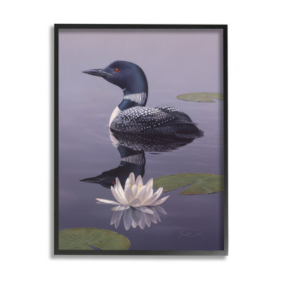 «Duck Natation Pond Lily Pads» encadré sur bois par Daniel Smith, peinture
