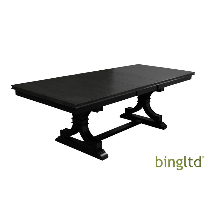 Black Solid Parawood Extendable Dining Table with Cross Legs