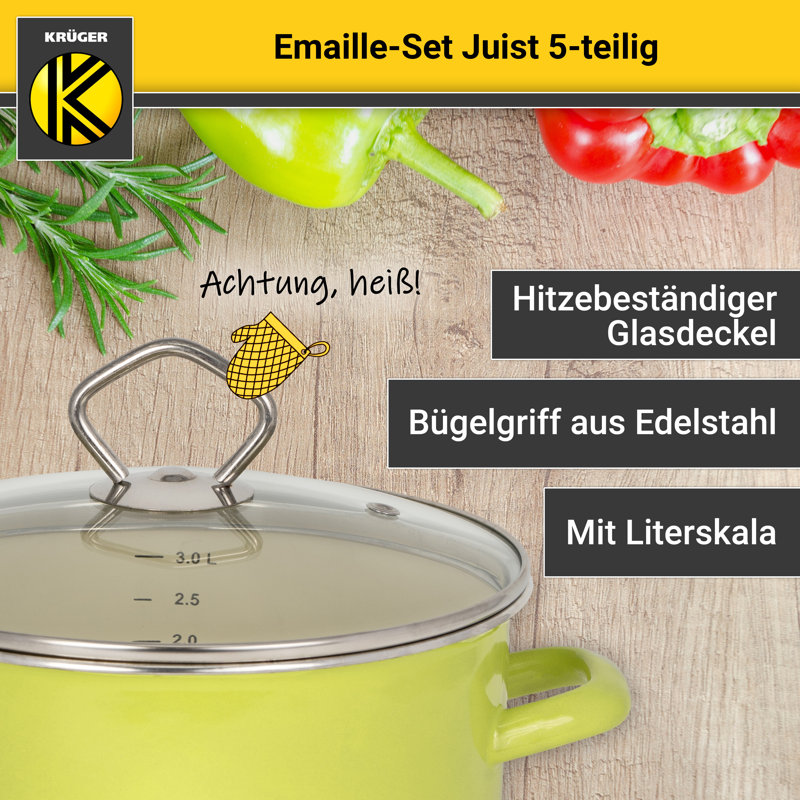 Krüger Enamel Set Sylt 5 Pieces, Green