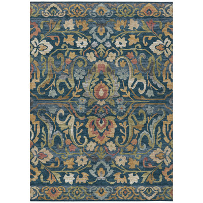 Machine Washable Indoor/Outdoor Husby ACN2193 Floral Rug