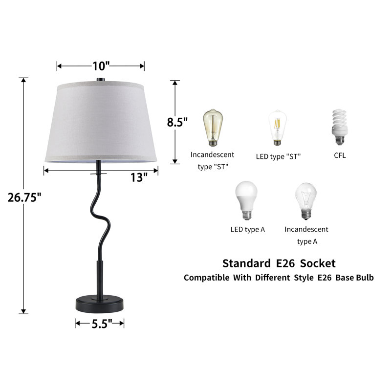 26.75” Black Peraza Table Lamp With Empire Lampshade