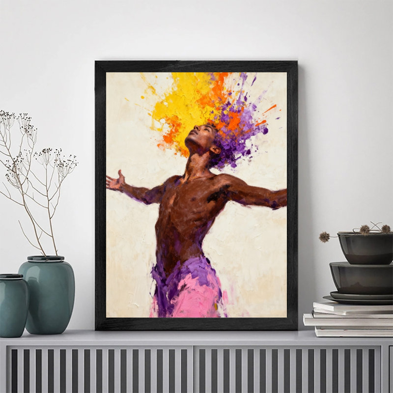 Art encadré noir, explosion de couleurs rétro, créativité et pensée chaotique, impressions encadrées de style rétro