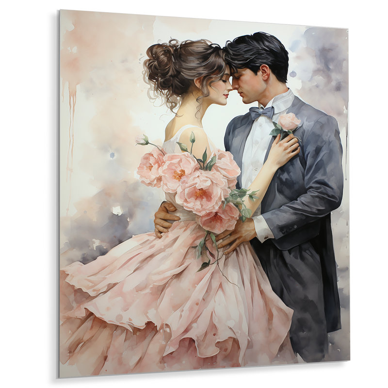Couple de mariage, promesses délicates - art mural romantique en métal, H 20 po x l 12 po x P 1 po
