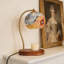 Lampe de table bohémienne en verre mosaïque, éclairage à intensité variable, éclairage décoratif floral coloré avec plateau à bougie en bois