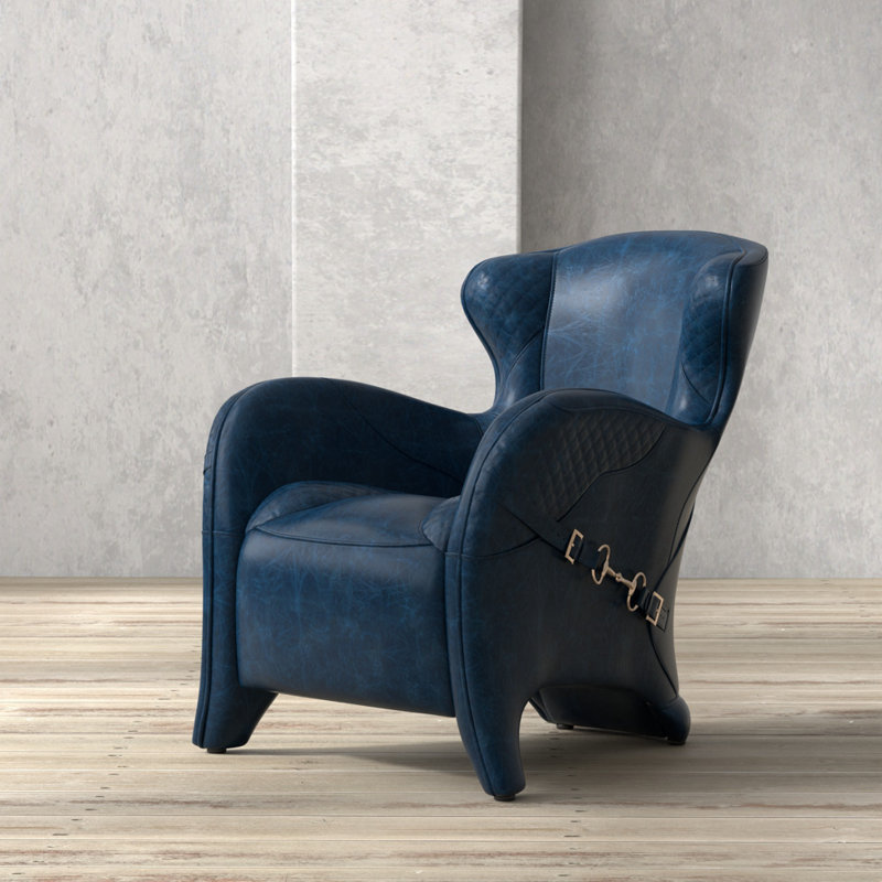 Hera Armchair, Dark Blue Genuine Leather