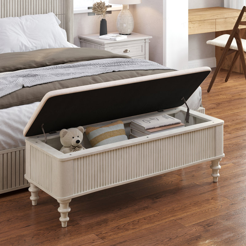 Linen Upholstered Storage Bench