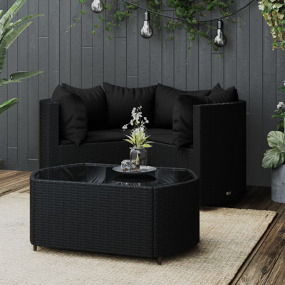 Lisvette Patio Furniture Set 4 Piece Modern Lounge Set with Cushions Poly Rattan
