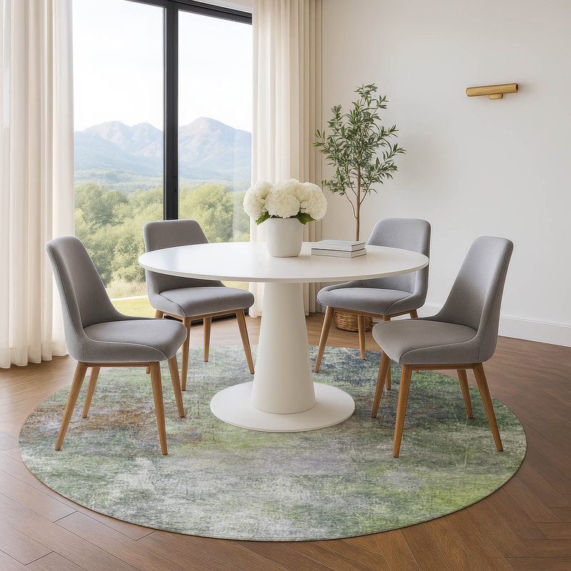 Premium Machine Washable Ariel Abstract Rug, Round 8'