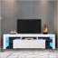 Meuble télé moderne blanc, 20 lumières DEL avec télécommande-306454916
