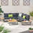 Sterling v-shaped outdoor aluminum 5-seater sofa set with cushions, perfect for patio or backyard lounging