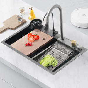 29" L x 18" W Kitchen Sink with Faucet and Basket Strainer