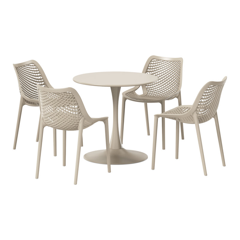 Ensemble repas extérieur pour 4 personnes, H 29 po x l 31,5 po x P 31,5 po, Beige, 4