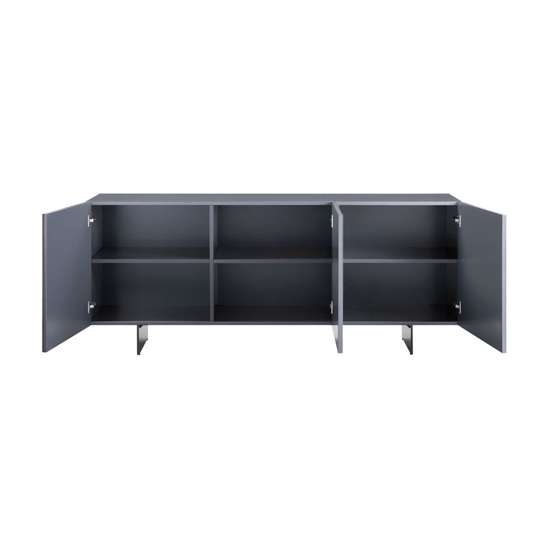 Hugo Buffet In Gray Marbled Porcelain With Storage., Gray