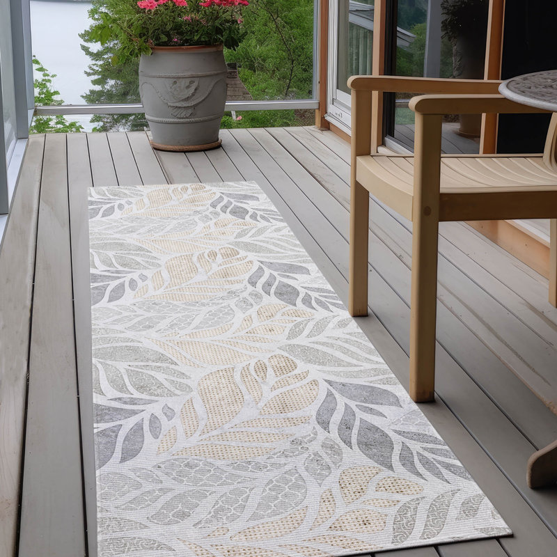 Braggs Washable Floral Indoor / Outdoor Rug, Runner 2'3" x 7'6"