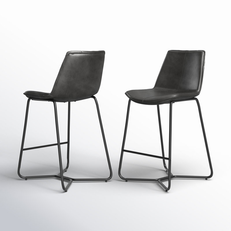 Tabouret de bar et de comptoir Alivia, Similicuir gris, Tabouret de comptoir (assise de 26 po de hauteur)